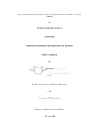 The contribution of agriculture to the economic growth of South Africa