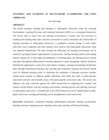 Teaching and learning in multi-grade classrooms : the LEPO approach