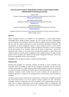 The evolution of quality management systems to assist entrepreneurs in incubation clusters