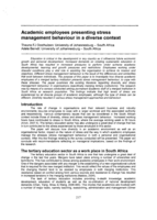 Academic employees presenting stress management behaviour in a diverse context