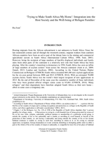 'Trying to make South Africa my home’ : integration into the host society and the well-being of refugee families