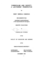 Curriculum and society : a lecturers' perspective