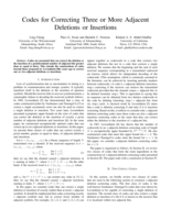 Codes for correcting three or more adjacent deletions or insertions