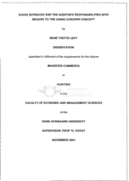 Share buybacks and the auditor's responsibilities with regard to the going concern concept