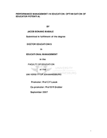 Performance management in education : optimisation of educator potential