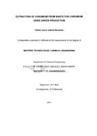 Extraction of chromium from waste for chromium oxide green production