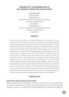 Problems with the implementation of bus transport contracting in South Africa
