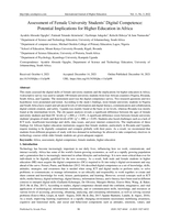 Assessment of Female University students’ digital competence : potential implications for Higher Education in Africa
