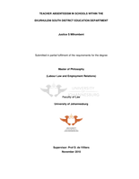 Teacher absenteeism in schools within the Ekurhuleni South District Education Department
