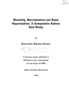Disability, discrimination and equal opportunities : a comparative labour law study