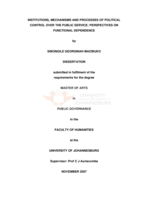 Institutions, mechanisms and processes of political control over the public service: perspectives on functional dependence