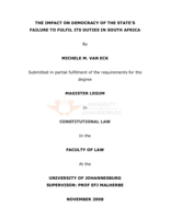 The impact on democracy of the state's failure to fulfil its duties in South Africa