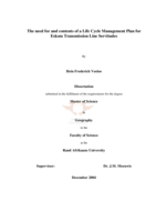 The need for and contents of a life cycle management plan for Eskom transmission line servitudes
