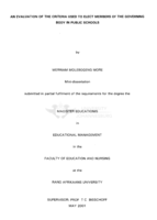 An evaluation of the criteria used to elect members of the governing body in public schools