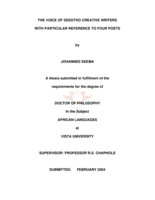 The voice of Sesotho creative writers with particular reference to four poets.