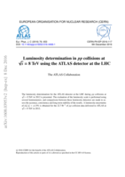 Luminosity determination in pp collisions at s = 8 TeV using the ATLAS detector at the L √ HC