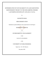 Determination of sustainability of aloe harvesting empowerment project in the Emnambithi (Former Ladysmith) municipality, Kwazulu Natal
