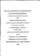 Die AGS gemeente as missionale geloofsgemeenskap: 'n deelnemende-aksienavorsingsprojek