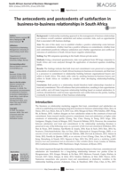 The antecedents and postcedents of satisfaction in business-to-business relationships in South Africa