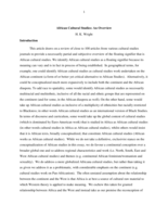 African Cultural Studies : an overview