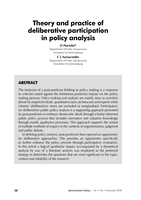 Theory and practice of deliberative participation in policy analysis
