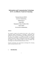 Information and communication technology (ICT) : an effective tools for e-learning