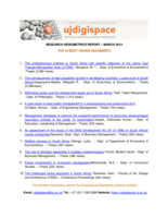 UJDigispace Webometrics Top 10 research download, March 2014