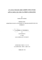 An analysis of the tariff structure applicable to the clothing industry