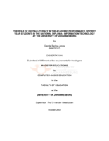 The role of digital literacy in the academic performance of first year students in the National Diploma:  Information Technology at the University of Johannesburg