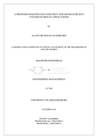 A  proposed maintenance strategy for generator sets utilised in biogas applications