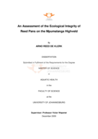 An assessment of the ecological integrity of Reed Pans on the Mpumalanga Highveld