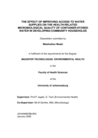 The effect of improving access to water supplies on the health-related microbiological quality of container-stored water in developing-community households