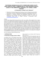 Fostering biomass-solar PV hybrid mini-grids in offgrid agricultural communities of sub-Saharan Africa : case of the Democratic Republic of Congo, a mini review