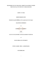 The importance of strategic credit management within the financial function of an organisation.