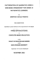 Factorisation of quadratics using a Web-based spreadsheet for grade 10 mathematics learners