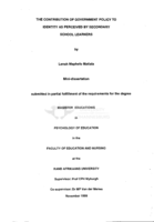 The contribution of government policy to identity as perceived by secondary school learners