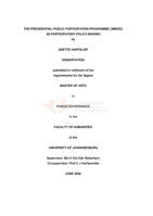 The presidential public participation programme (imbizo) as participatory policy-making
