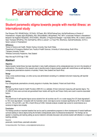 Student paramedic stigma towards people with mental illness : an international study