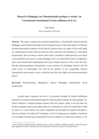 Husserl et Heidegger sur l'intentionnalité pratique et sociale : de l'enroulement intentionnel à l'auto-suffisance de la vie