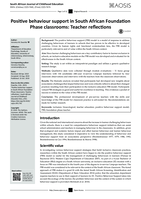 Positive behaviour support in South African Foundation Phase classrooms: Teacher reflections