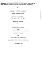 The role of women in rural development : the case of the Molopo district of the North West Province.