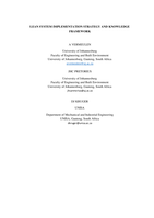 Lean system implementation strategy and knowledge framework