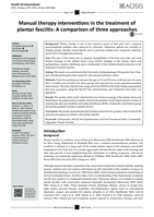 Manual therapy interventions in the treatment of plantar fasciitis : A comparison of three approaches