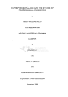 Entrepreneurialism and the ethics of professional engineers