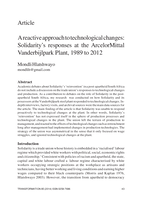 A reactive approach to technological changes : Solidarity’s responses at the ArcelorMittal Vanderbijlpark Plant, 1989 to 2012