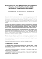 Investigating the role of the external environment to influence clients’ health and safety (H&S) performance in the construction industry