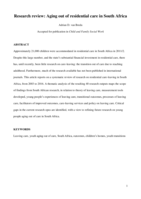 Research review : aging out of residential care in South Africa
