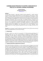 Learning design principles to support communities of practice in a blended learning programme