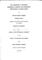 The contribution of emotional leadership to personal and  professional effectiveness in a school context