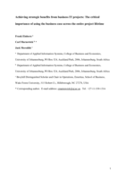 Achieving strategic benefits from business IT projects : the critical importance of using the business case across the entire project lifetime